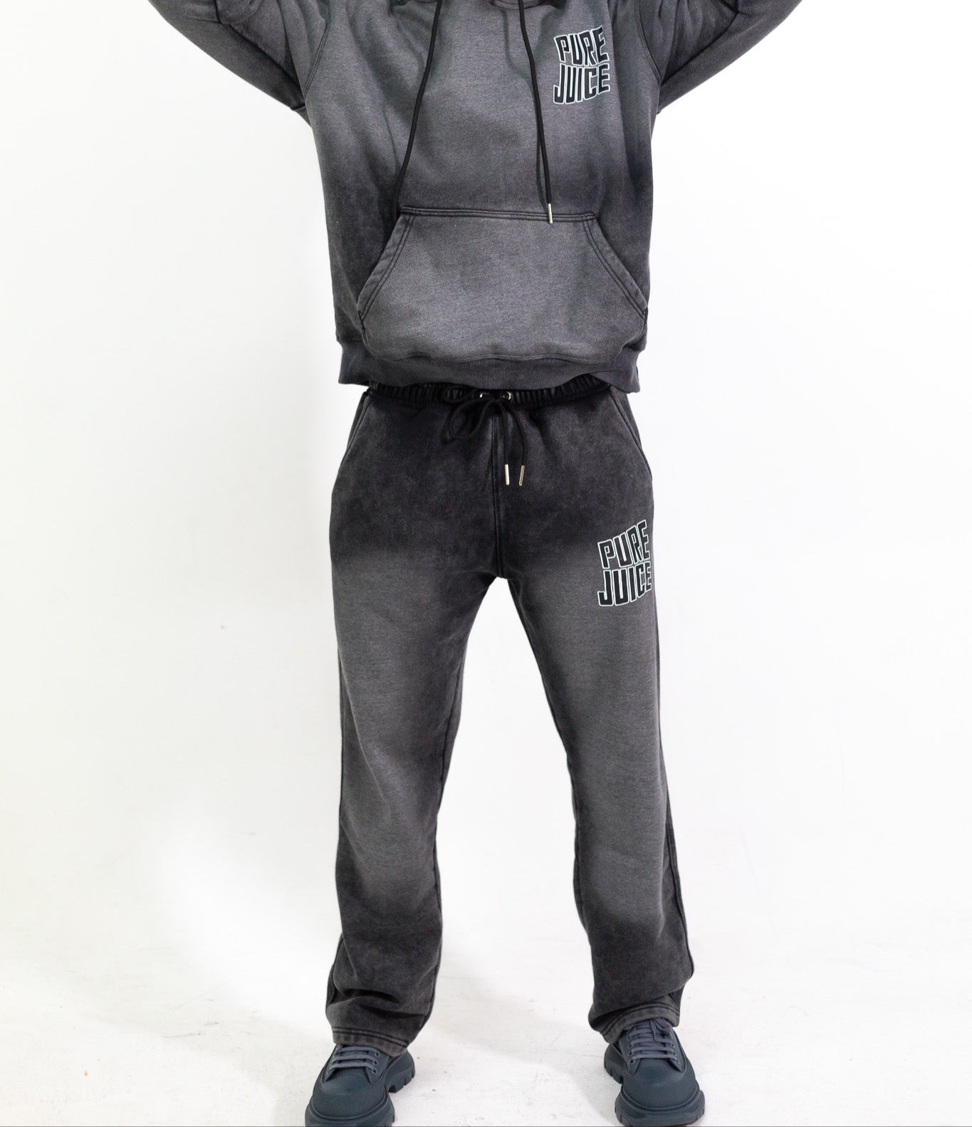 Acid Washed Pure Energy Tracksuit Hoodie - Grey