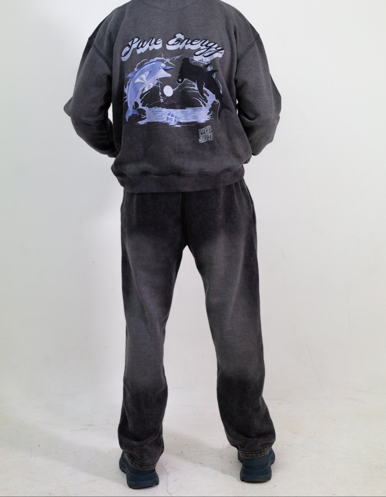 Acid Washed Pure Energy Tracksuit Hoodie - Grey