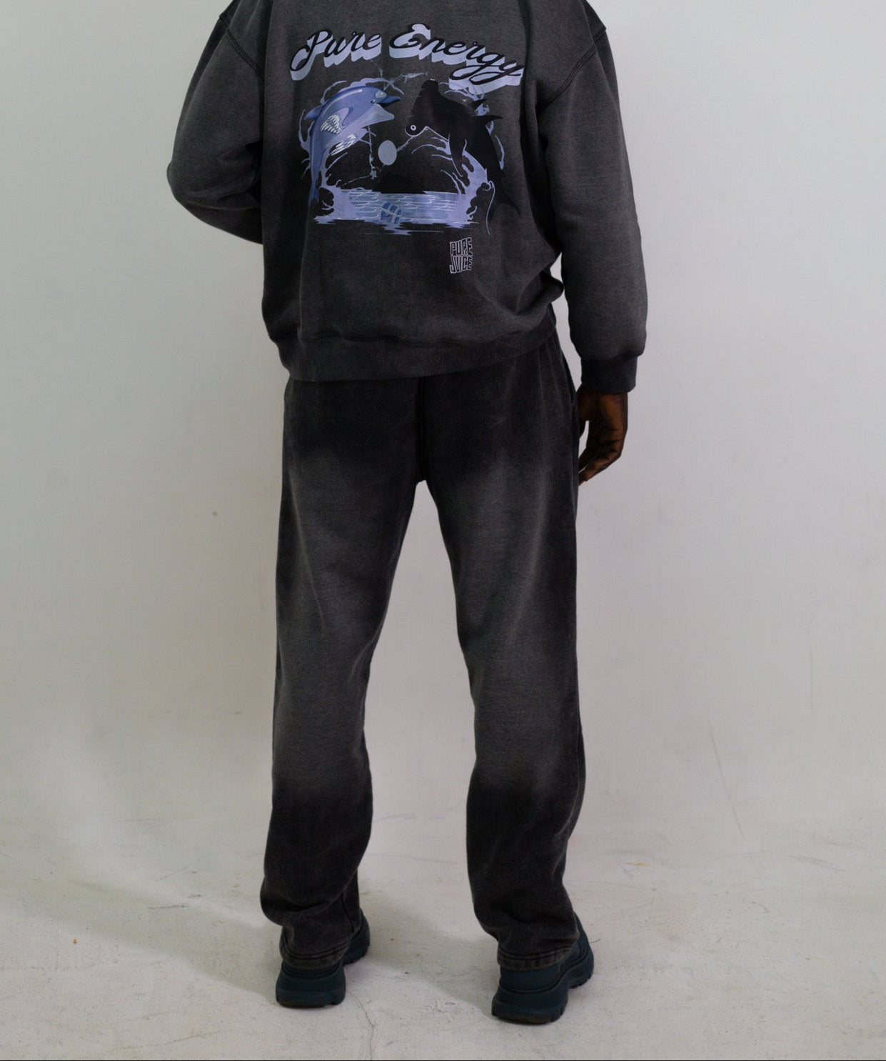 Acid Washed Pure Energy Tracksuit Hoodie - Grey